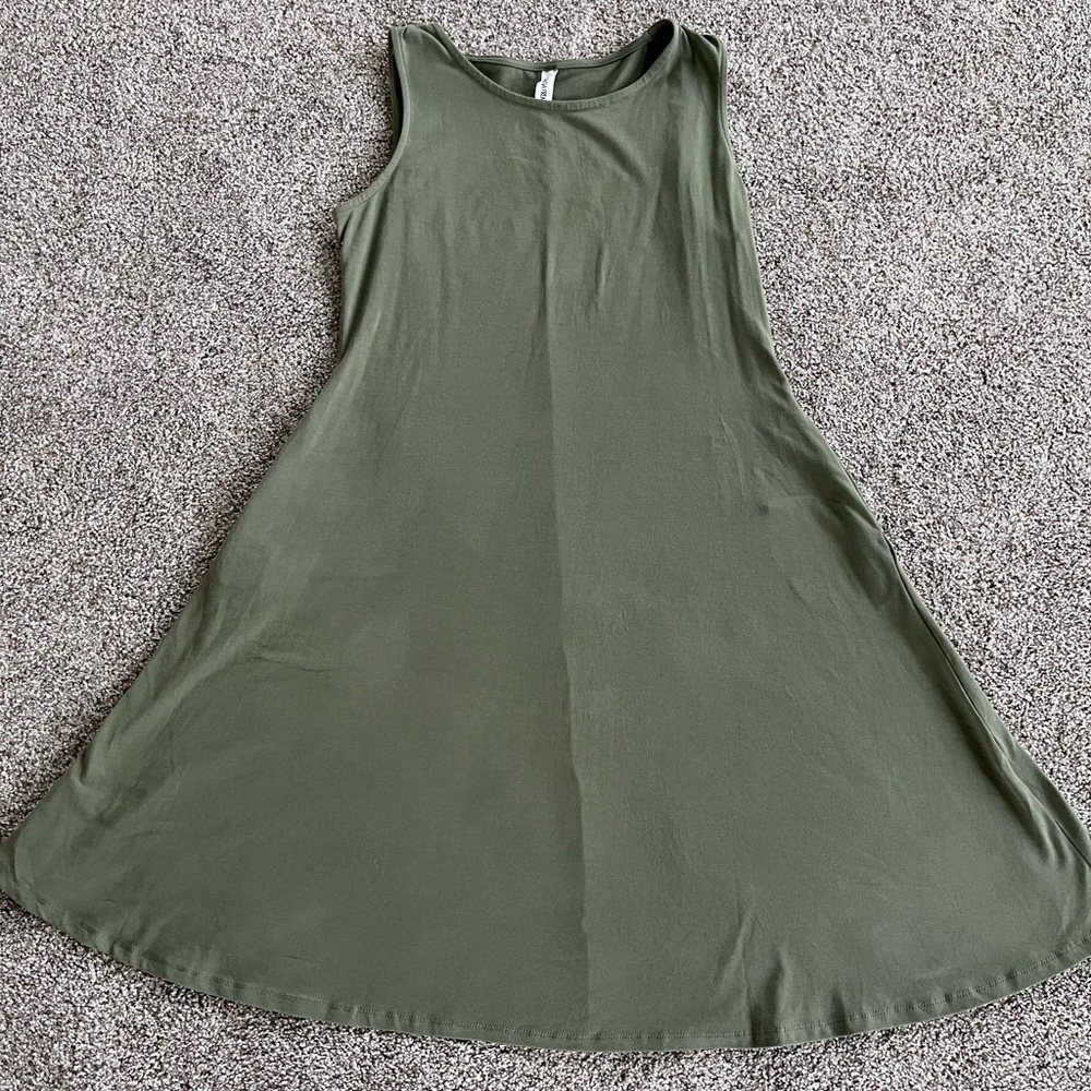 Medium Olive Green tank top dress! (includes pockets)